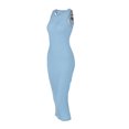 thumbnail image 3 of VISgogo Vestido de tubo de punto para mujer, Adultos Verano Sin mangas Color sólido Cuello redondo Una pieza VISgogo moda, 3 of 5