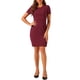 thumbnail image 2 of Vestido ajustado de punto de manga corta y cuello redondo para mujer de negocios casual, color rojo, 2 of 5