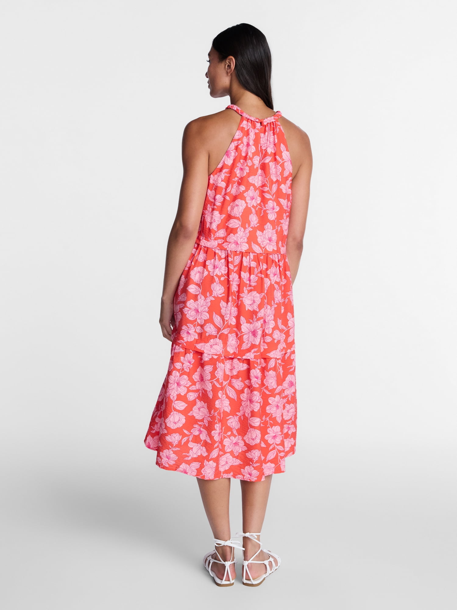 Time and Tru Women's Braided Halter Midi Dress, Sizes XS-XXXL
