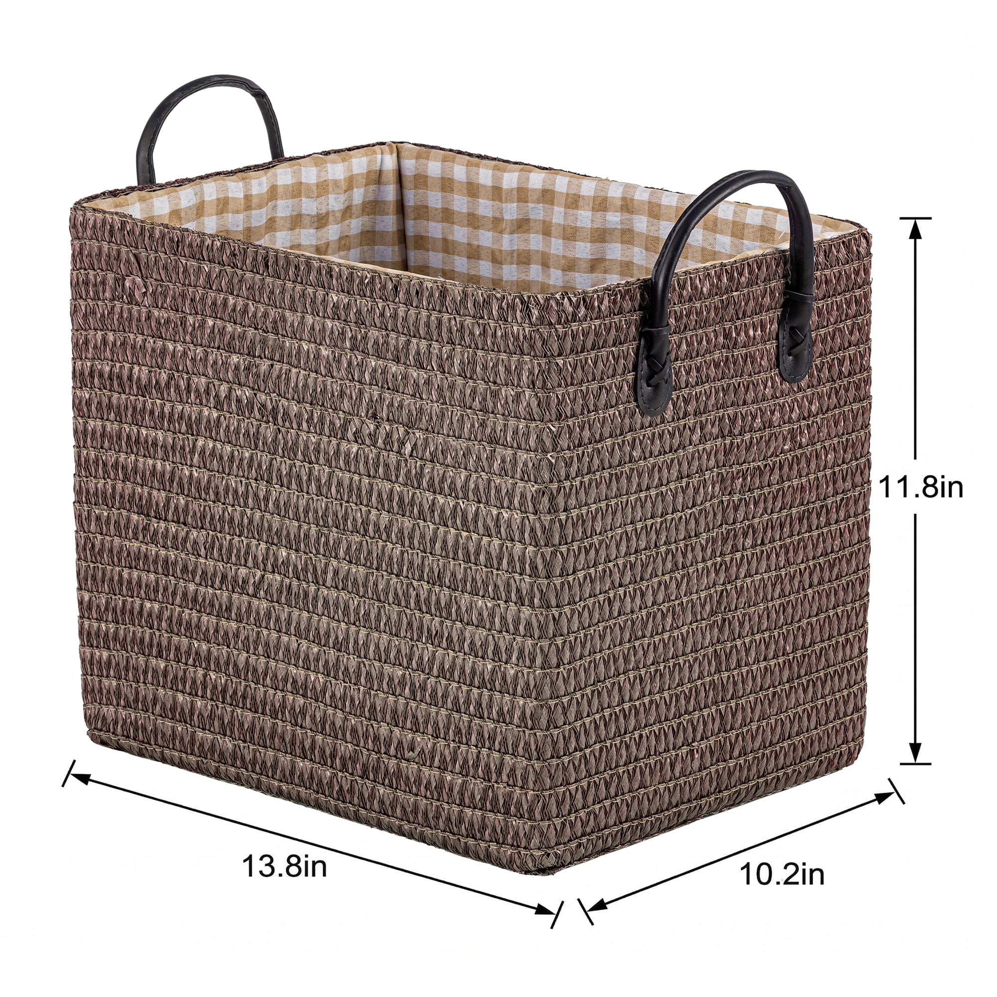Unique Bargains Compactable Woven Storage Basket Storage Bin Coffee 13.8*10.2*11.8in