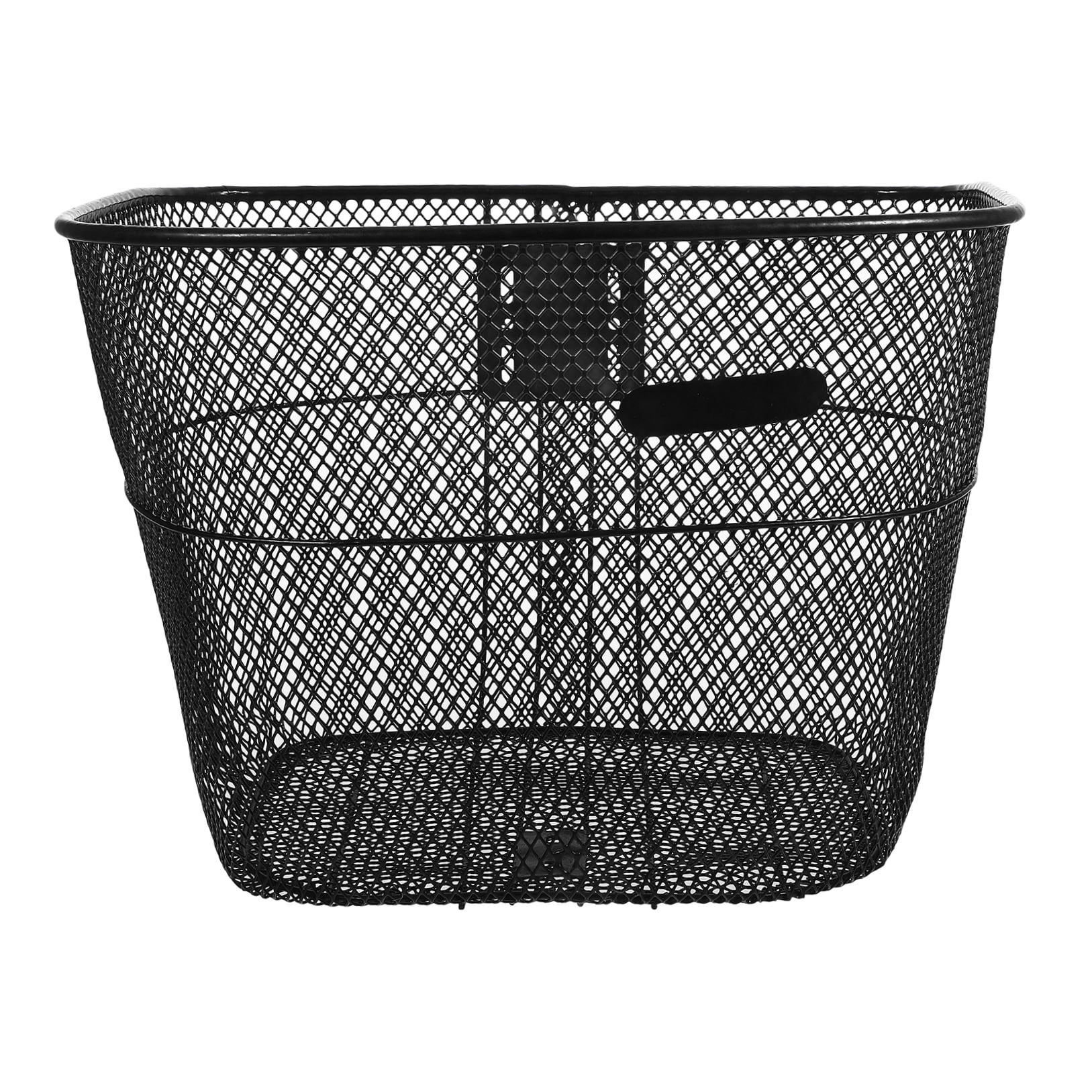 PAMINGONO Black Metal Front Handlebar Bike Basket with Detachable Steel Rack, and Wear-Resistant Storage Solution