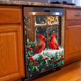 thumbnail image 2 of Window Snow Red Bird Wallpaper Dishwasher Magent Cover Sticker Magnetic Refrigerator Cover Panel for Front Door Kitchen Appliances Fridge Decor 23x17inch, 2 of 7
