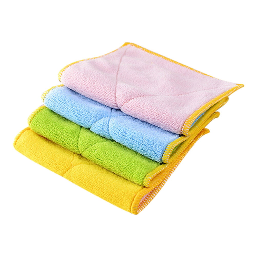 5pcs Microfiber Dishcloth Multipurpose Cleaning Towels Doubleside Super Absorbent Kitchen
