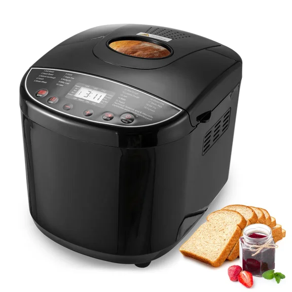 19-in-1 Automatic Bread Maker Machine with Nonstick Ceramic Pan,Gluten Free Setting,Whole Wheat Options,Digital Control,2LB Capacity and 3 Crust Colors