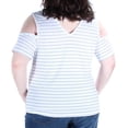 thumbnail image 2 of MAISON JULES Womens White Cold Shoulder Striped Short Sleeve V Neck Top  Size: XXL, 2 of 2