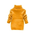 thumbnail image 4 of Wxirdiow Kids Sweaters Toddler Girls Kids Turtleneck Sweaters Winter Warm Cable Knit High Neck Pullover Sweater Boys Girls Solid Long Sleeve Jumpers Yellow Size,2-3 Years, 4 of 4