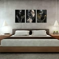 thumbnail image 4 of Black Gold African American Woman Canvas Wall Art, 3 Piece Set Golden Print Picture Mural Artwork, Modern Framed Poster Girl Bedroom Living Room Home Decoration Ready to Hang, 12" x 16" x 3, 4 of 6