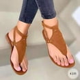 thumbnail image 1 of Sandalias de mujer informales con punta plana y hebilla de una palabra, ropa exterior, sandalias de talla grande para mujer, 1 of 4