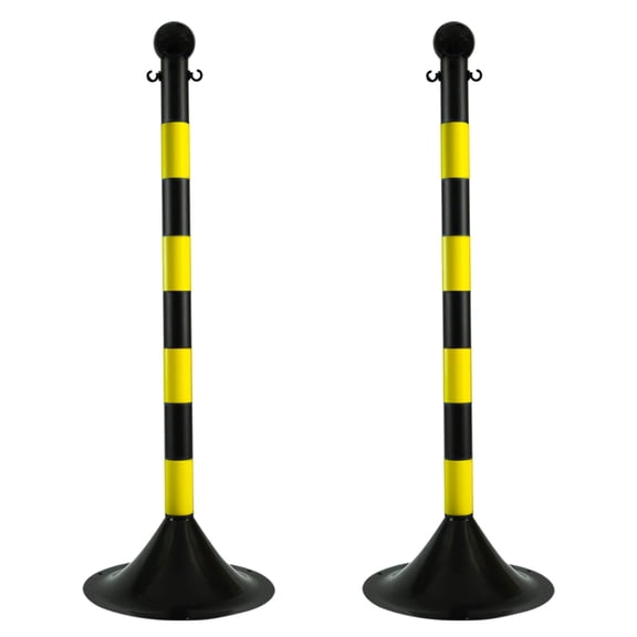 2 Inch Black/Yellow Light Duty Stanchion (2 Pk)