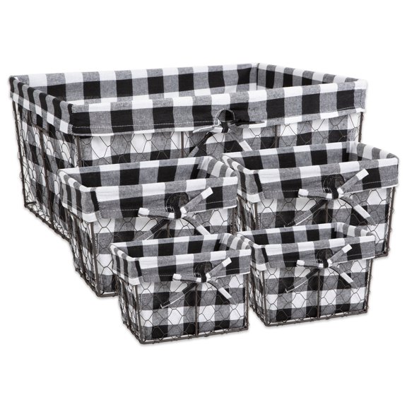 DII Metal Assorted Chicken Wire Check Liner Basket in Black/Gray (Set of 5)