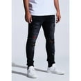thumbnail image 2 of Crysp Denim Men's Distressed Rip & Repair Paint Splatter Skinny Fit Black Jeans (30, Black Wash), 2 of 6