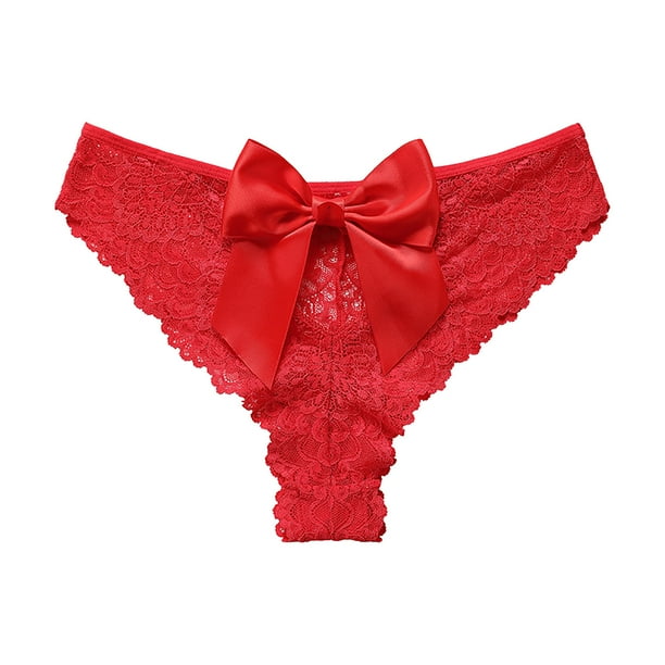 Gibobby Calzones de encaje para mujer Ropa interior de mujer Bikini sin costuras Ropa interior de encaje Bragas de media espalda(Rojo,G)