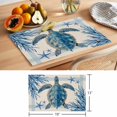thumbnail image 6 of Coastal Turtle Placemats Set of 4 Blue Starfish Coral Ocean Stripes Retro Place Mats Indoor Wipeable Table Mats Washable Cloth Dining Table Placemats for Kitchen Holiday Party Home Decor 13x19 Inch, 6 of 9