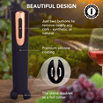 thumbnail image 6 of Vin Fresco Battery Powered Electric Wine Opener with Stand and Foil Cutter (Black & Rose Gold), 6 of 6
