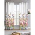 thumbnail image 2 of Pink Flowers Sheer Curtains 63 Inch Length 2 Panels Set for Living Room/Bedroom, Spring Floral Daisy Farmhouse Pastoral Botanical Kitchen Curtains Grommet Curtains Window Treatments 42"x63"x2, 2 of 7