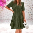 thumbnail image 4 of Womens Boho Summer Dresses 2025 Resort V Neck Short Sleeve Hollow Out Lace Ruffle Casual Beach Mini Vacation Dress, 4 of 10