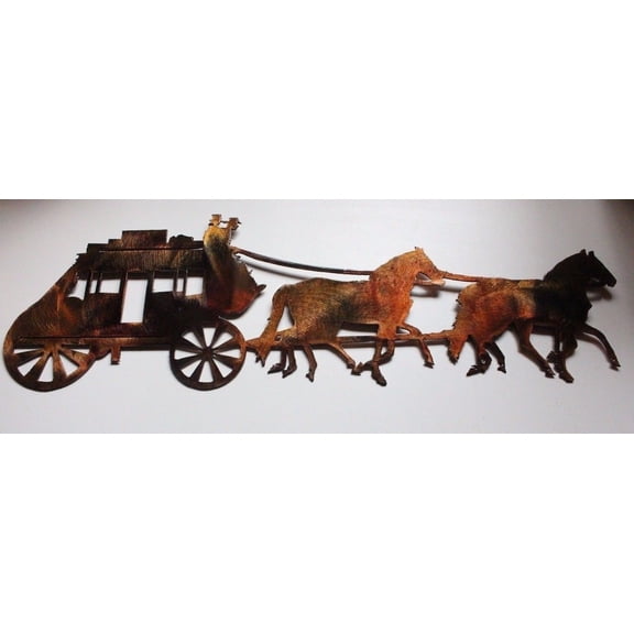 Old West Stagecoach Metal Wall Decor 20" x 6 1/2"