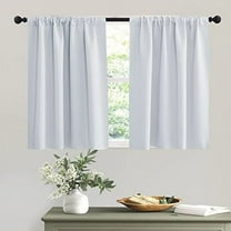 RYB HOME Kitchen Curtains Room Darkening Curtain Tiers Small Window Curtain Draperies for Nursery / Dining Room / Bathroom, 42 inch Wide x 36 inch Long, Grayish White, 2 Panels