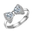 thumbnail image 1 of Mujeres Moda Anillo Abierto Anillos Ajustable Bow Knot Cubic Zirconia Anillos de Promesa para Ella, 1 of 5