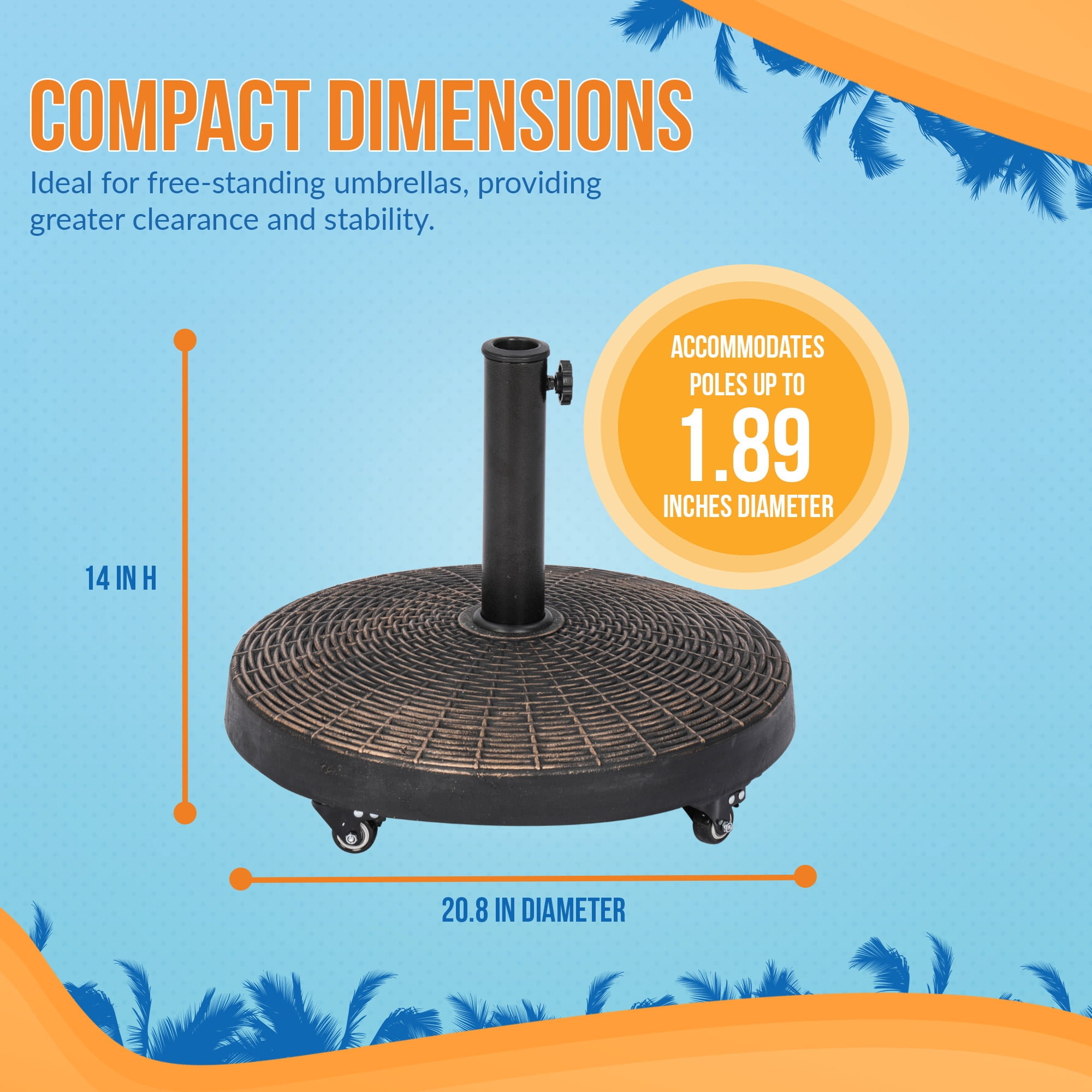 Island Umbrella 50-lb Bronze All-Weather Outdoor Round Resin Umbrella Base with Wheels