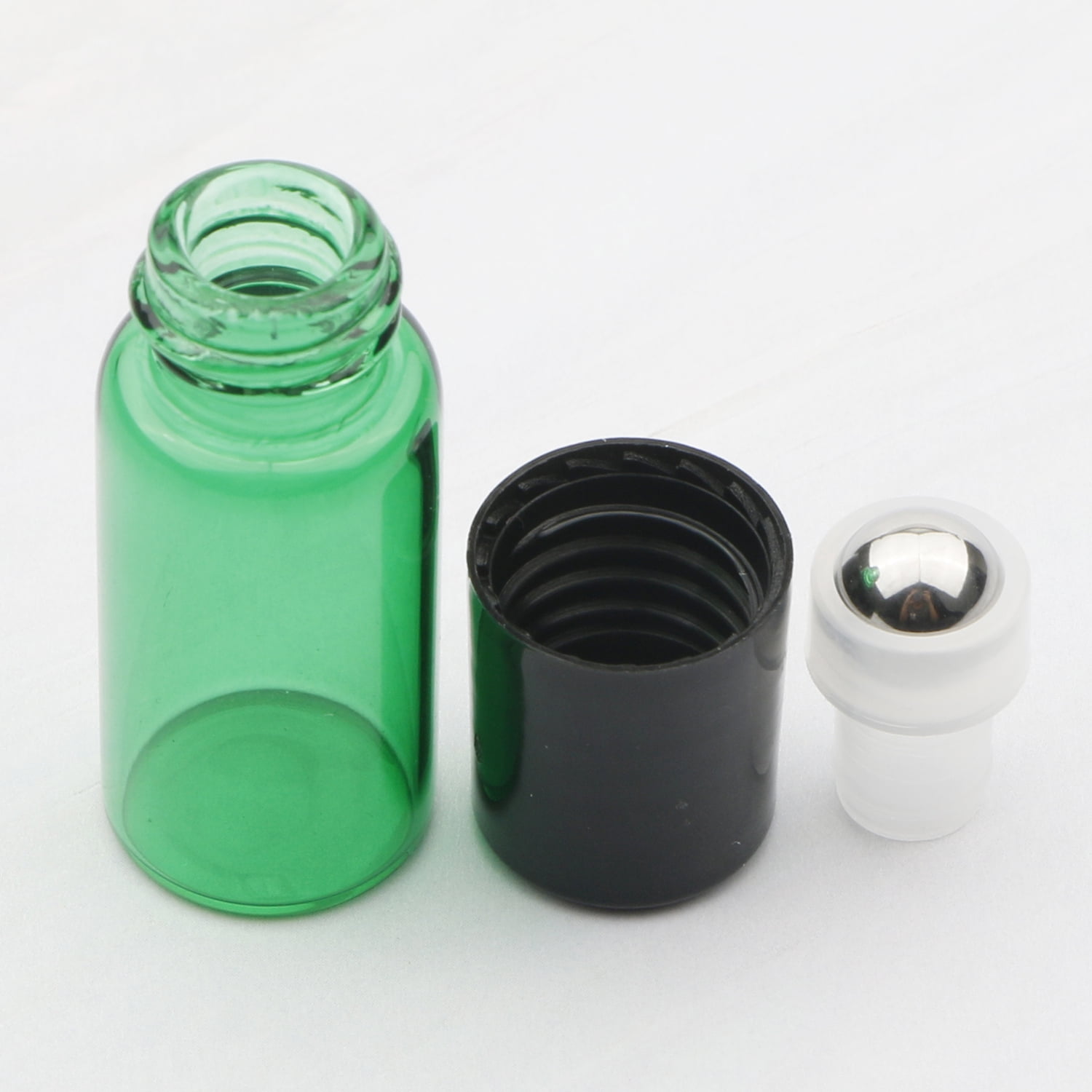 Colorful Glass Roll on Bottles with Stainless Steel Roller Balls and Black Screwcap Green 35PCS 3ml