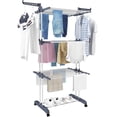 thumbnail image 1 of Séchoir à Vêtements, Cintre Pliable à 4 Niveaux Réglable Grand en Acier Inoxydable avec 4 Roulettes, 1 of 8