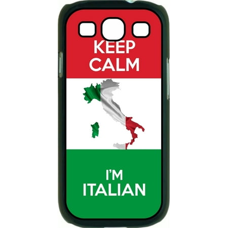 Italian Runner - Keep Calm I'm Italian Soft Black Rubber Case with a Flip Cover Compatible with the Samsung Galaxy s3 i9300 Phone