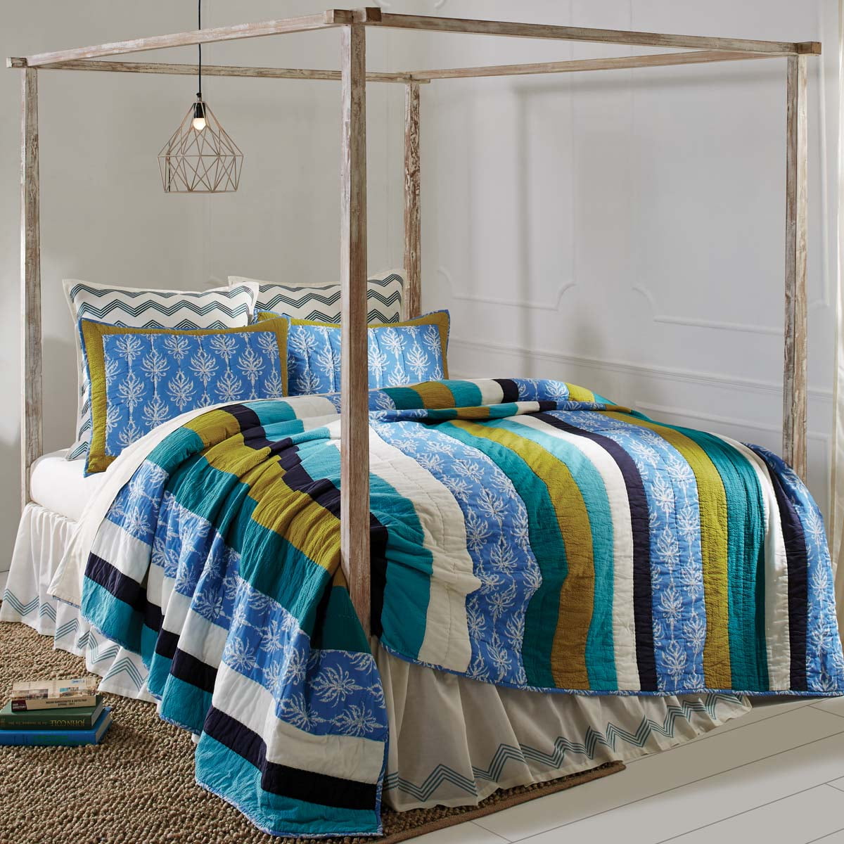 Cornflower Blue Coastal Bedding Laguna Cotton PreWashed Patchwork