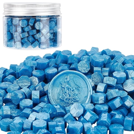 300Pcs Sealing Wax Beads Octagon Blue Wax Seal Beads for Retro Wax Seal Stamp for Cards Envelopes Party Invitations Wine Packages Letter Sealing Blue