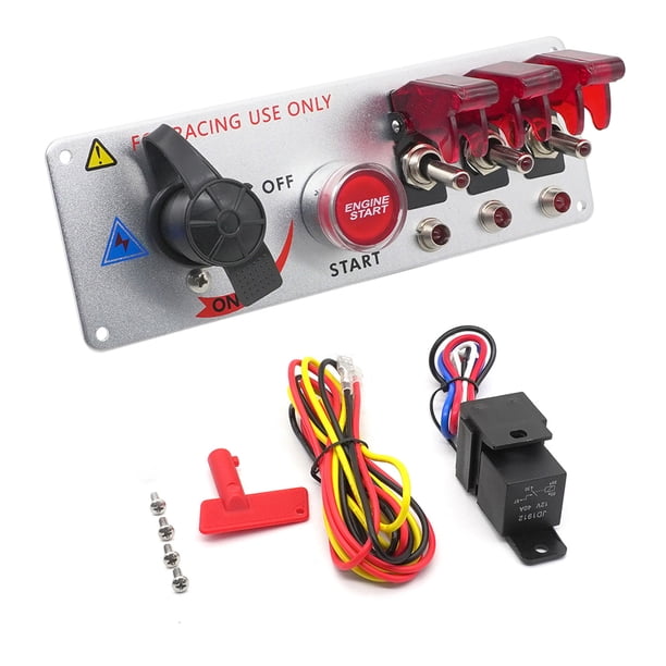 Scienceny Panel de interruptores Botón de encendido Instalación práctica Tamaño compacto Componentes duraderos del vehículo Interruptores de Paneles de instrumentos para automóviles Rojo