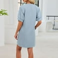thumbnail image 5 of XuJwPNcy Summer Nightgowns for Women Short Sleeve Lounge Dress Pleated Soft Solid Color V Neck Sleepwear Nightdress, 5 of 7