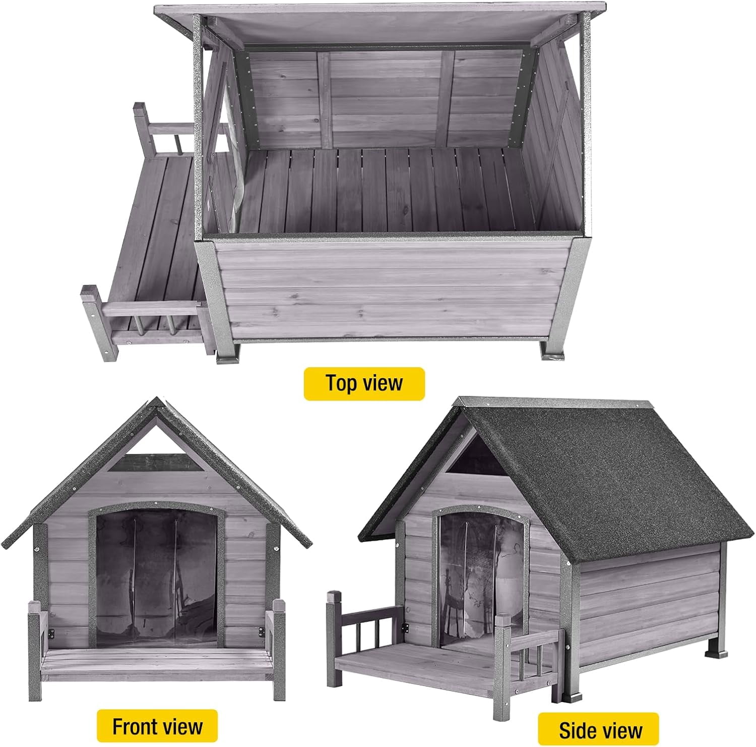 Aivituvin Outdoor Dog House, Puppy Shelter, Anti-Bite Design for Medium Dogs with Porch