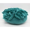thumbnail image 6 of Fennco Styles Multi Rose Motifs Felt 15-inch Round Decorative Throw Pillow (Teal, Case + Insert), 6 of 6
