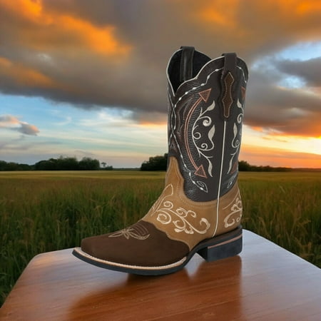 

Men s Bovino Nobuck Leather Classic Western Cowboy Boots El Señor de los Cielos *CANELA-124080*