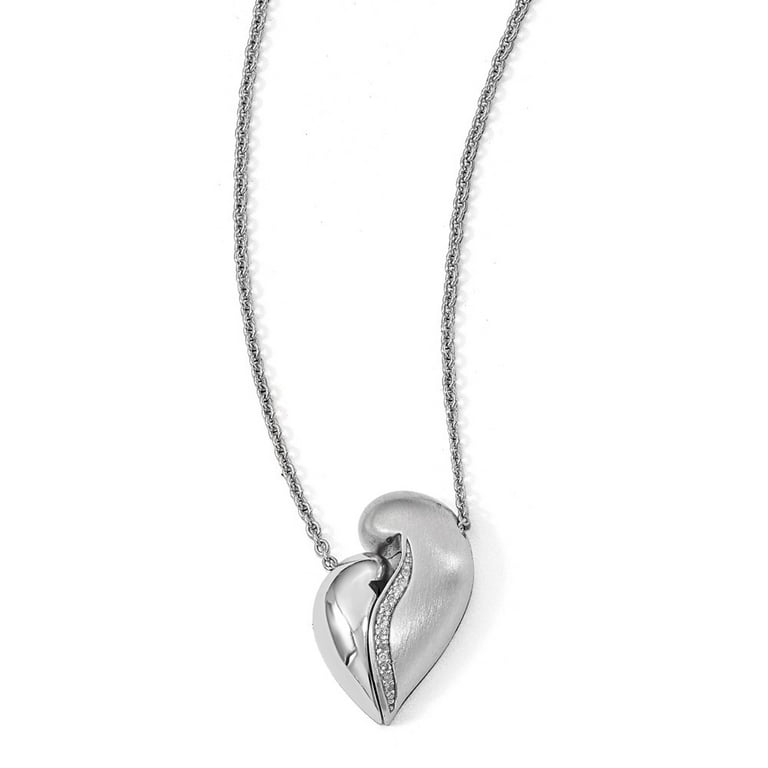 Solid 925 Sterling Silver .042ct Dia Magnetic Heart Adjustable