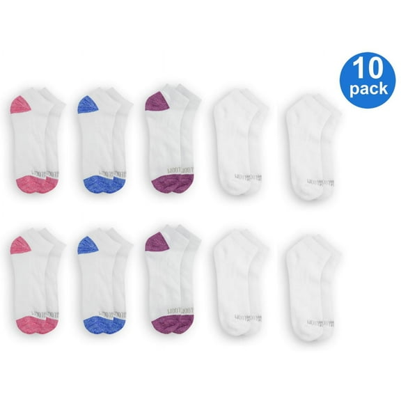 Fruit of the Loom Girls Socks, 10 Pack Ankle Everyday Half Cushion (Little Girls & Big Girls)