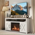thumbnail image 6 of BELLEZE 58" TV Stand with 23" Electric Fireplace, Barn Door TV Stand for TVs up to 60", Wood Entertainment Center with Open Shelves and Cabinets - Corin (White), 6 of 7