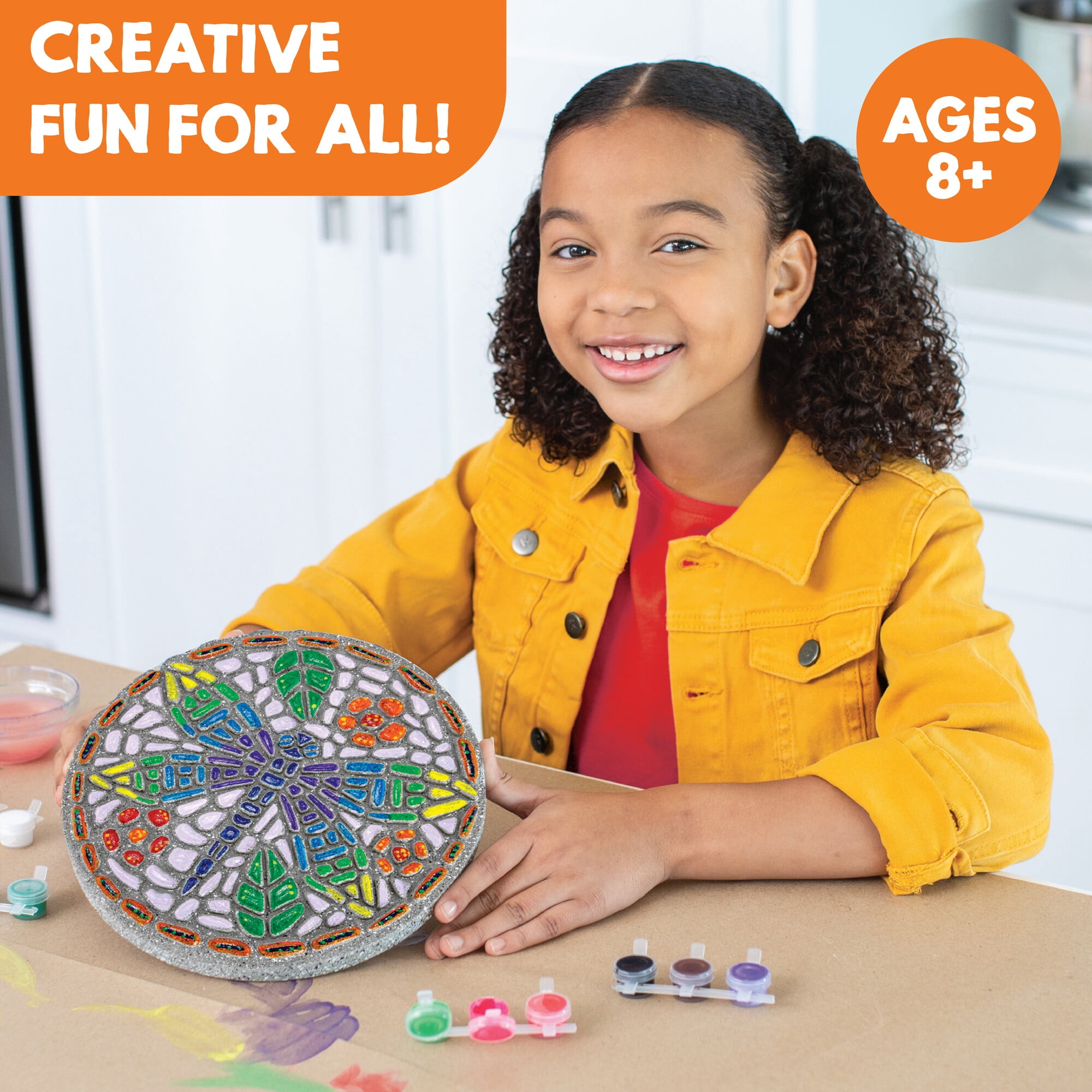 MindWare Paint Your Own Stepping Stone: Dragonfly, Paint Your Own Stepping Stones for Kids Craft Kit Includes Paint, Brushes and Instructions