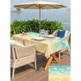 thumbnail image 5 of Outdoor Tablecloths with Umbrella Hole & Zipper, Teal Yellow Ombre Coastal Rectangle Tablecloth 52x70 Inch, Sea Nautical Summer Beach Starfish Coral Waterproof Table Cloth, Patio/Pool Table Covers, 5 of 8
