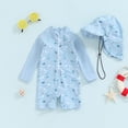 thumbnail image 5 of ATAIKU Baby Boys Swimsuit Whales Toddler One Piece Zipper Bathing Suit Long Sleeve Rash Guard Swimwear Sunsuit with Sun Hat, 5 of 9