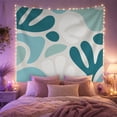 thumbnail image 2 of Teal Monstera Leaves Among Petal Forms, Serene Mid-Century Modern for Plant Lovers, Botanical Wall Art, Housewarming Gift, Tapestry Wall Hanging for Bedroom and Living Room, 2 of 7