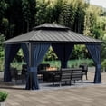 thumbnail image 5 of ASJMR 12x14 FT Hardtop Gazebo Double Roof with Metal Frame,Outdoor Pavilion With Curtains and Nettings,Garden Tent For Courtyards Backyards Decks Grass,Navy, 5 of 7
