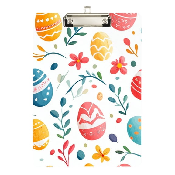 FORMRS Acrylic Clipboard with Low Profile Clip Standard A4 Letter Size, 12.5" x 9", Cute Easter Eggs
