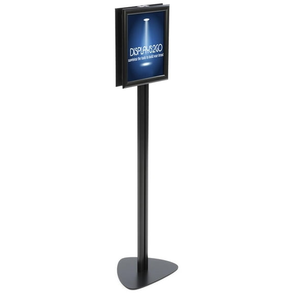 Sign Holder for Floor, Stand with 8.5" x 11" Snap Frame, Double Sided, Non-glare Lens (Black Steel) (FLSNB28511)
