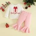 thumbnail image 2 of mgoYE 6-9 Month Girl Clothes Preemie Newborn Baby Girl Clothes Infant Romper Fall Winter Outfits Gifts for Girls Cute Bell Bottoms Pant Sets(Pink,12-18 Months), 2 of 6