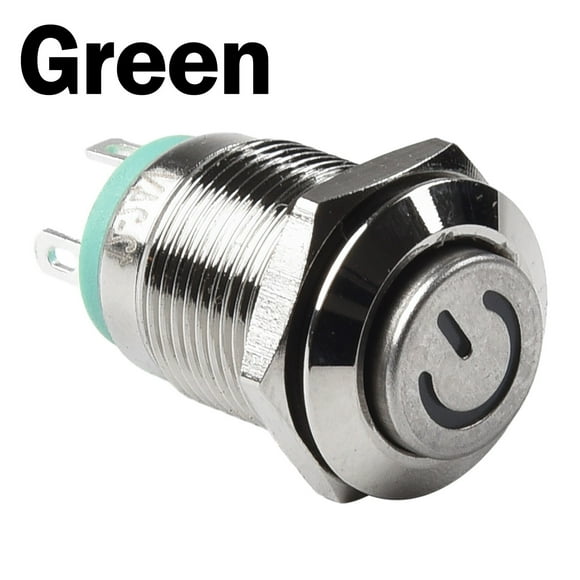 12mm Metal Push Button Switch Power Button Waterproof Flat LED Light 12V-24V