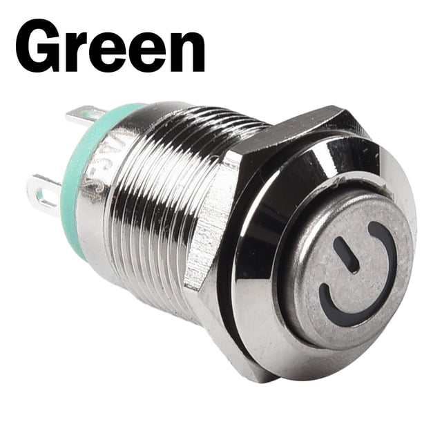 12mm Metal Push Button Switch Power Button Waterproof Flat LED Light 12V-24V