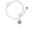 thumbnail image 2 of Delight Jewelry Silvertone Capital Letter - A - Pebble Disc - Silver-tone Rose Link Chain Bracelet, 6.25"+1.75" Extender, 2 of 4