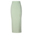 thumbnail image 5 of Women's High Waisted Button Split Rib Knit Long Wear to Work Pencil Skirt Solid Color Elegant Formal Midi Skirts, 5 of 7