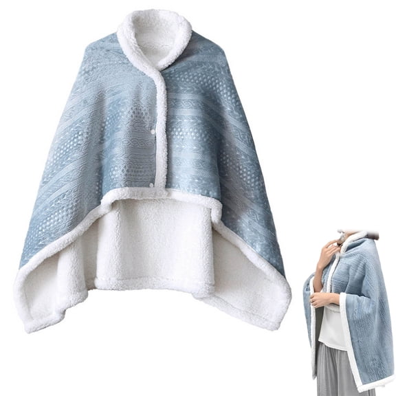 YWIYIUD 1PC Wearable Heated Blanket Shawl Coral Throw Soft Poncho Shawl Sofa With Buttons 34x47in Warm Blanket Sleeping Home Blanket Rechargeable Portable Cape Cover Bed Sofa Car Blanket